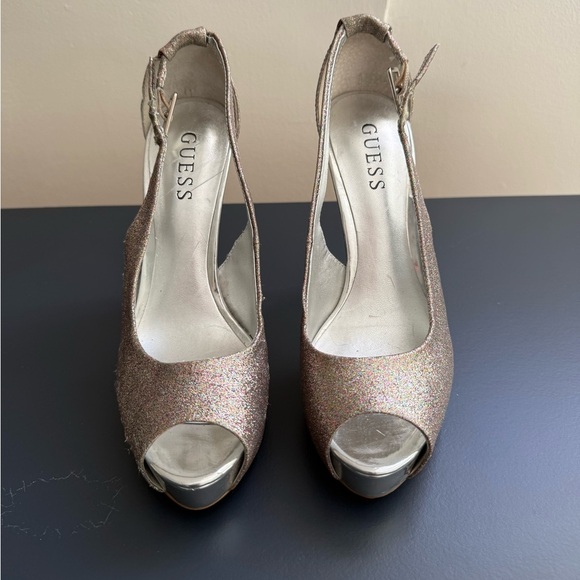 GUESS Women's Glitter Peep Toe Stiletto- Size 6.5 - Picture 1 of 5